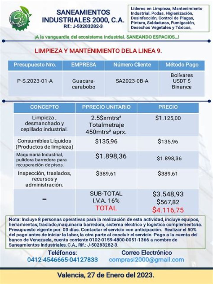 ¿Cuánto se cobra por un servicio de limpieza?