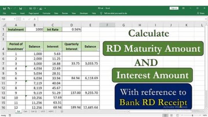 How do I calculate interest on RD in Excel?