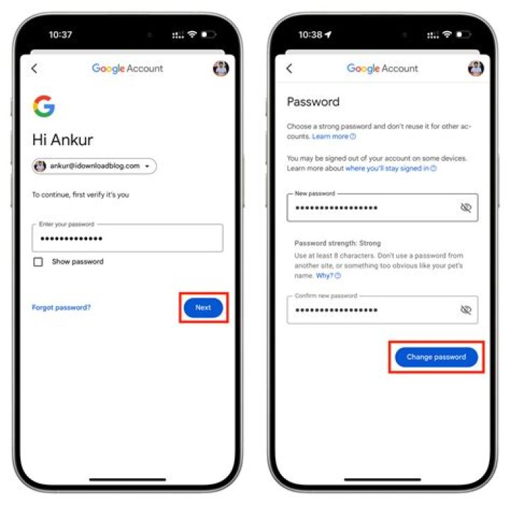 How do I change my password on my Gmail account on my iPad?