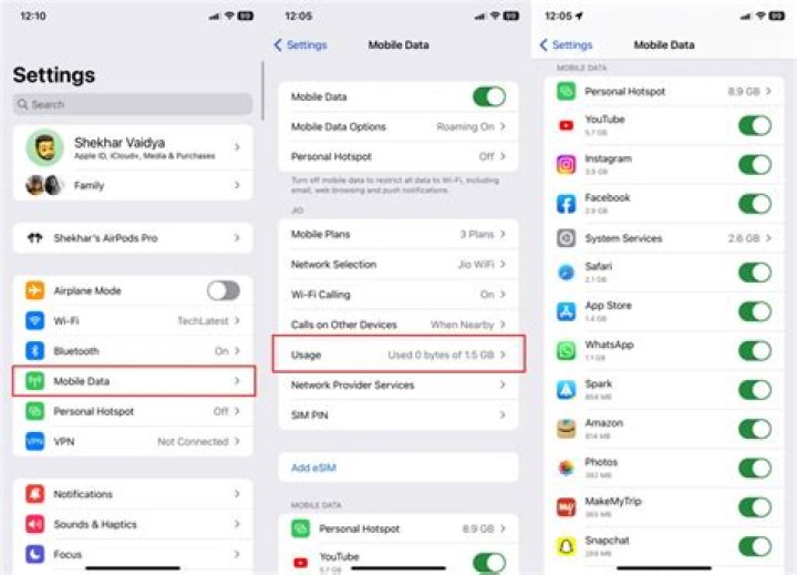 How do I check my network usage on my iPhone?