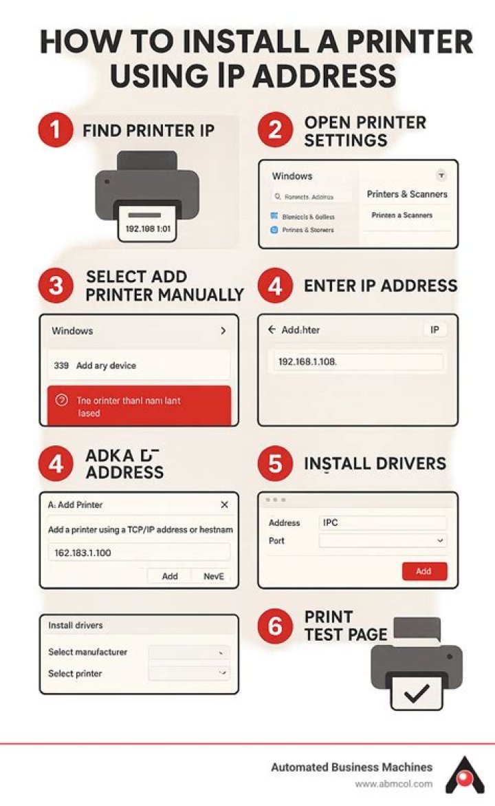 How do I connect to a printer using an IP address?