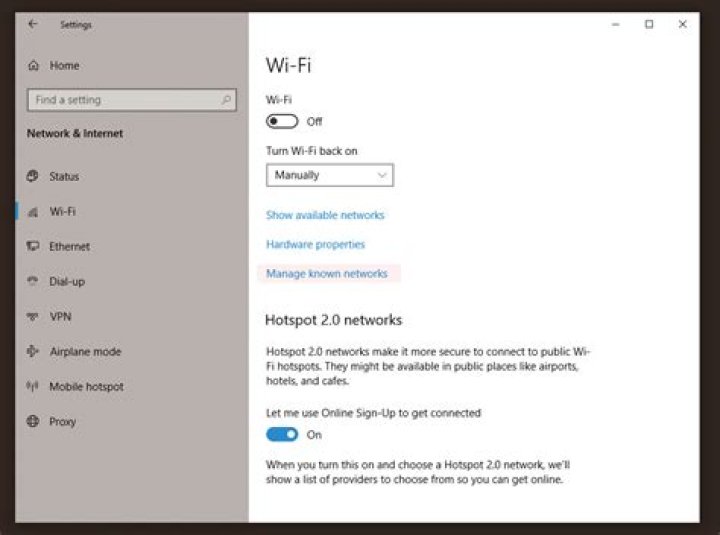 How do I forget WiFi networks on Windows 10?