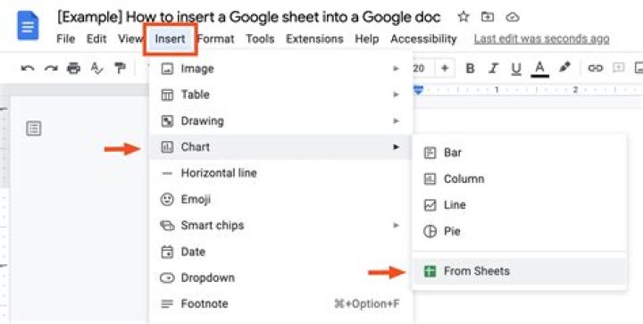 How do I insert an Excel spreadsheet into Google Docs?