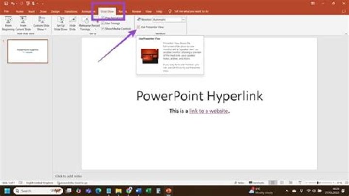 How do I remove the underline from a hyperlink in Powerpoint?