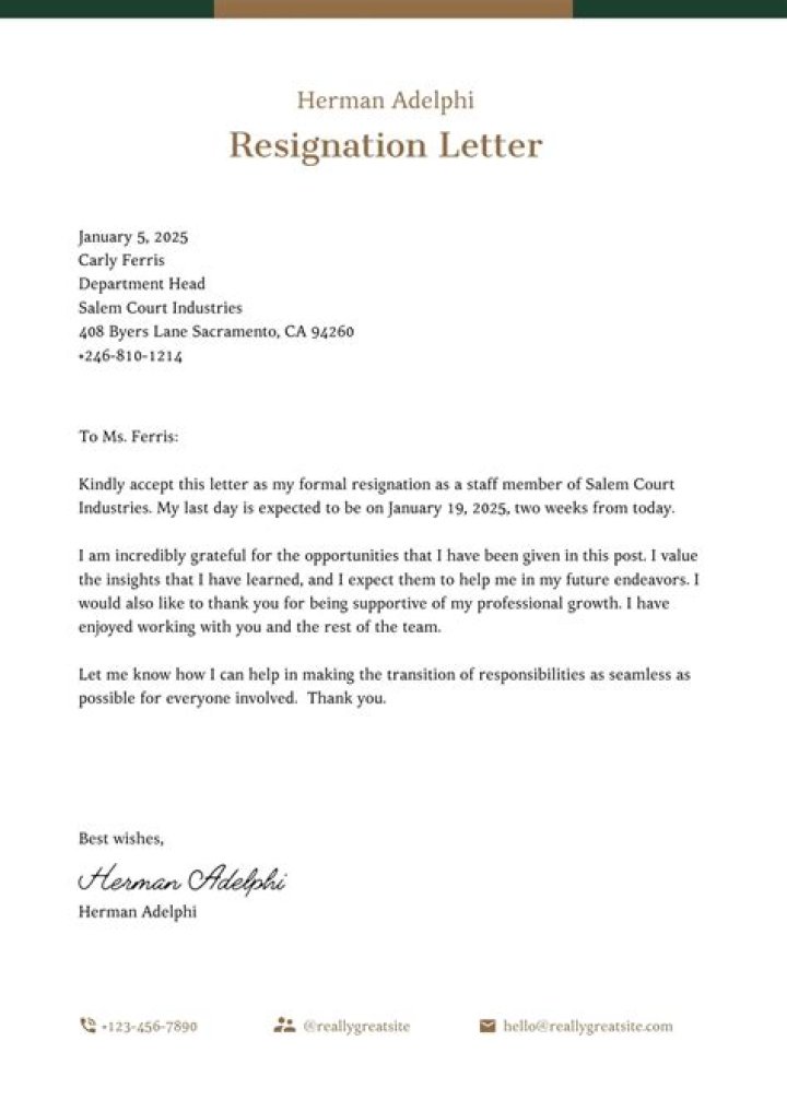 How do I write a letter of resignation for a daycare?