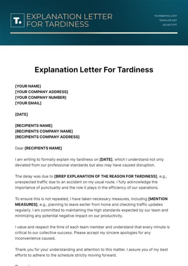 How do I write a tardiness letter?