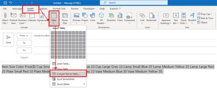 How do you insert a comment in Outlook?