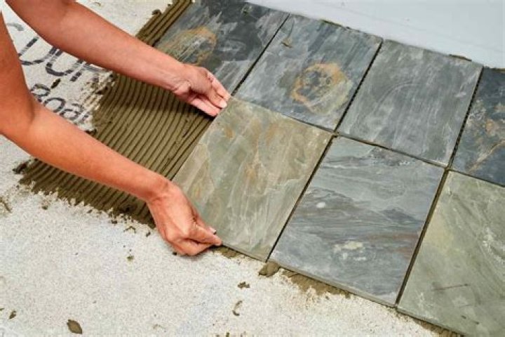 How do you install outdoor slate tile?