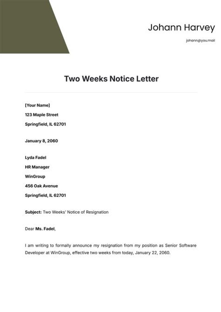 How do you say your two weeks notice?