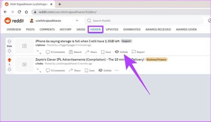 How do you unhide a post you're tagged in?