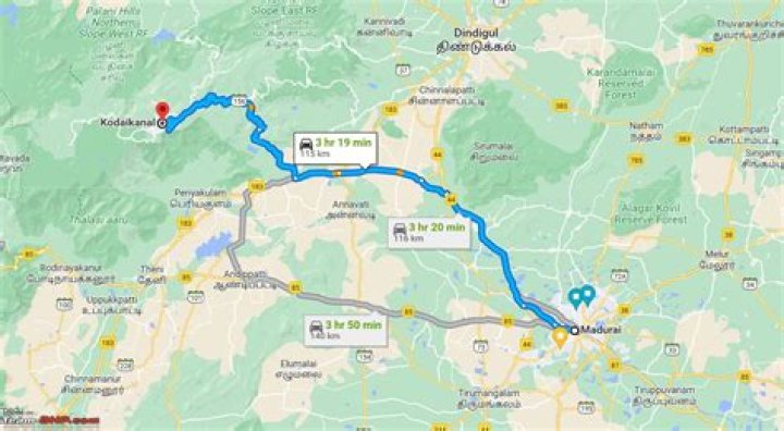 How far is Kodaikanal from Coimbatore airport?