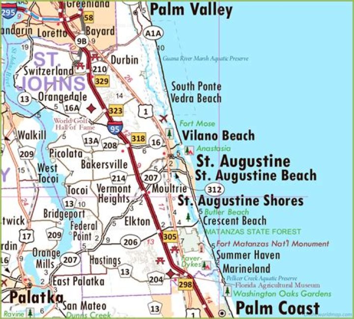 How far is St Augustine from Hammock Beach?