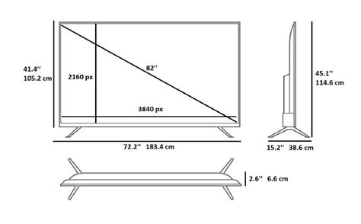 How high is a 82 inch TV?