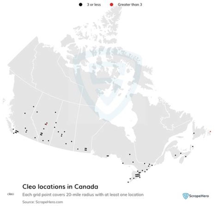 How many Cleo stores are there in Canada?