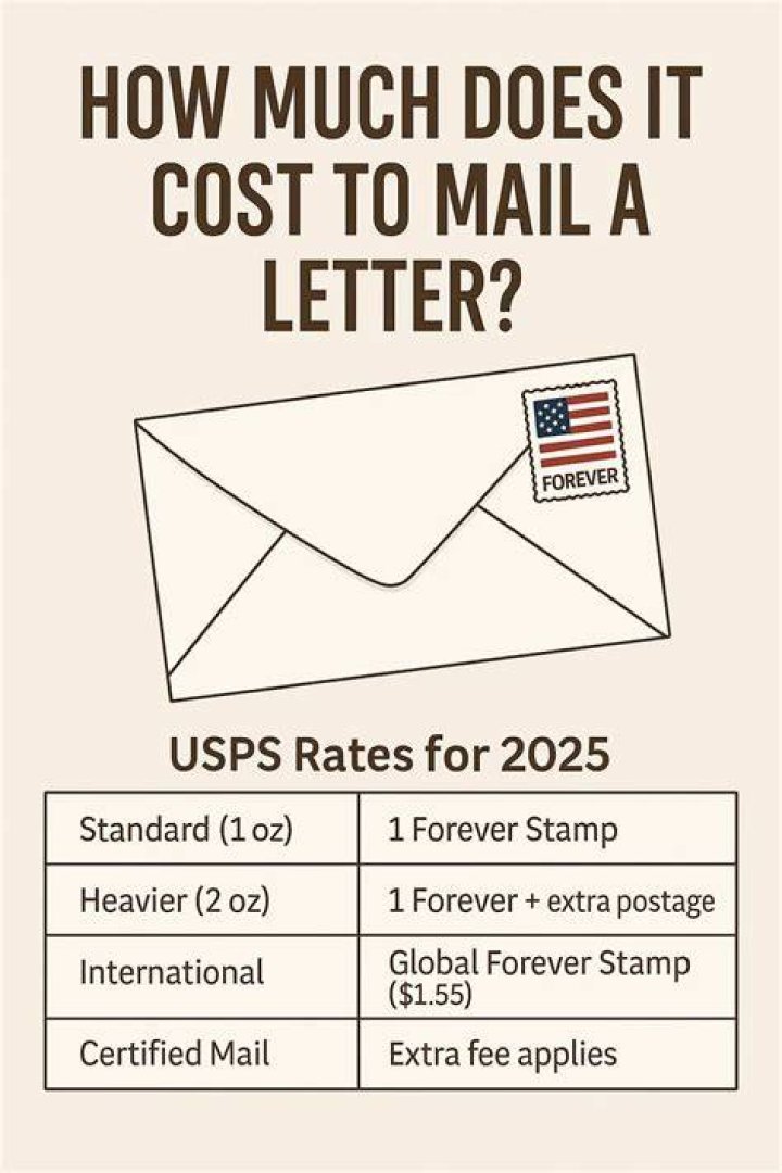 How much does it cost to mail a letter in Pennsylvania?