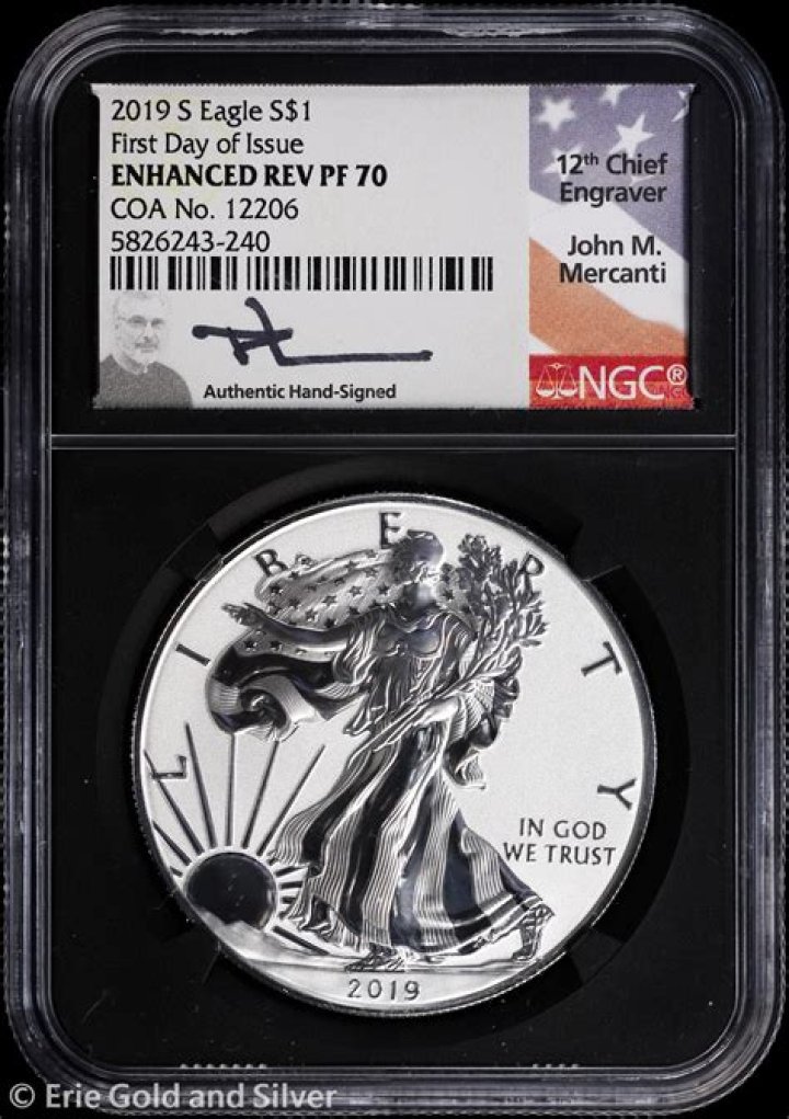 How much is American Eagle 2019 ounce silver enhanced reverse proof coin worth?