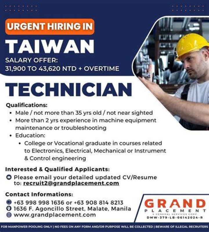 How much is placement fee for Taiwan?