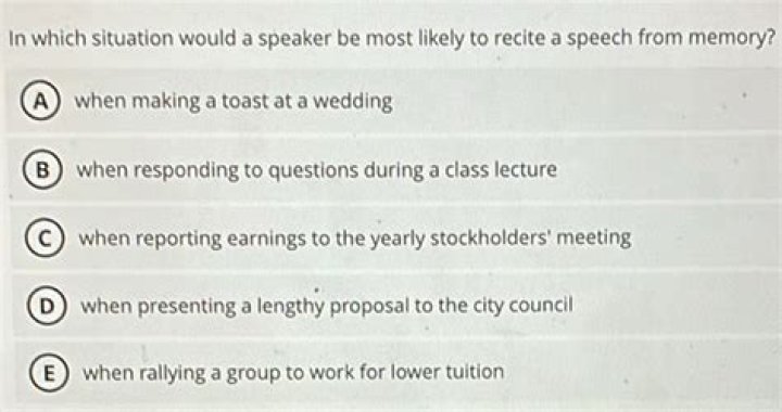In which situation would a speaker be most likely to recite a speech from memory?