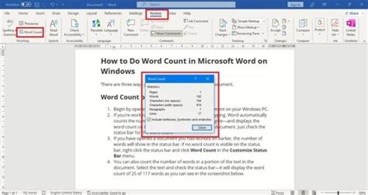 Is there a word count on WordPad?