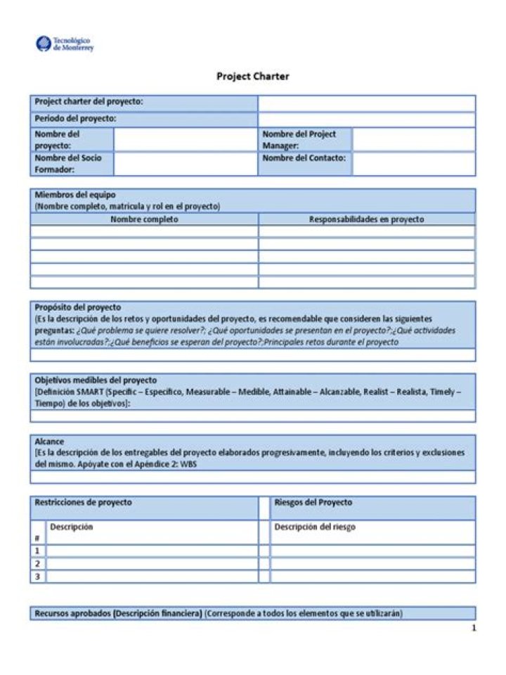 ¿Qué es un charter de un proyecto?