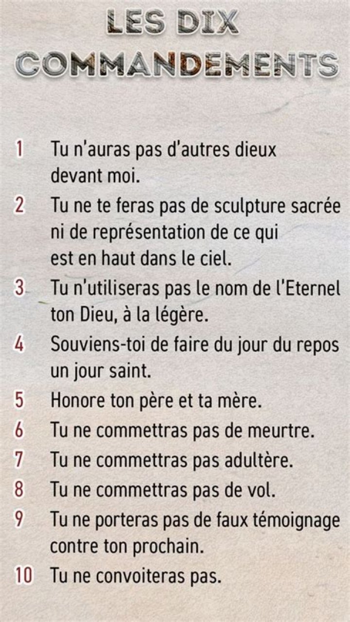 Quels sont les 10 commandements de la Bible ?