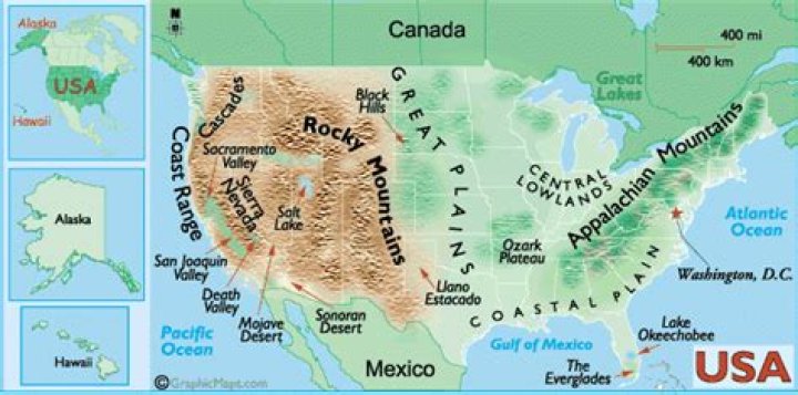 What are the major landforms of the United States?