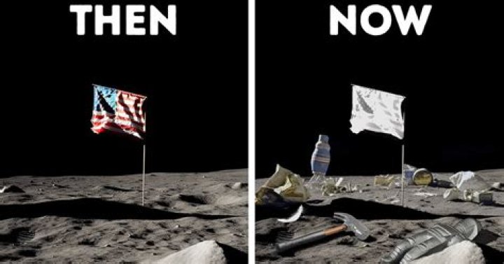 What color is the flag on the moon now?