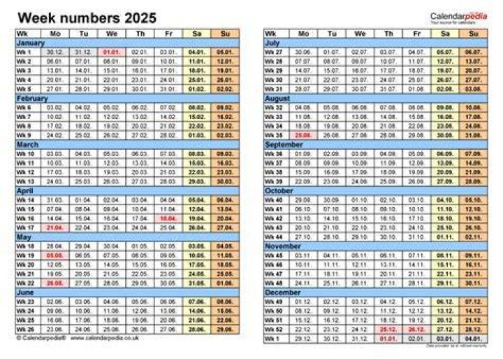 What date is week 42 in 2019?