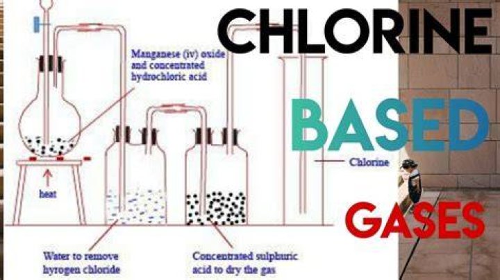 What does chlorine gas react with?