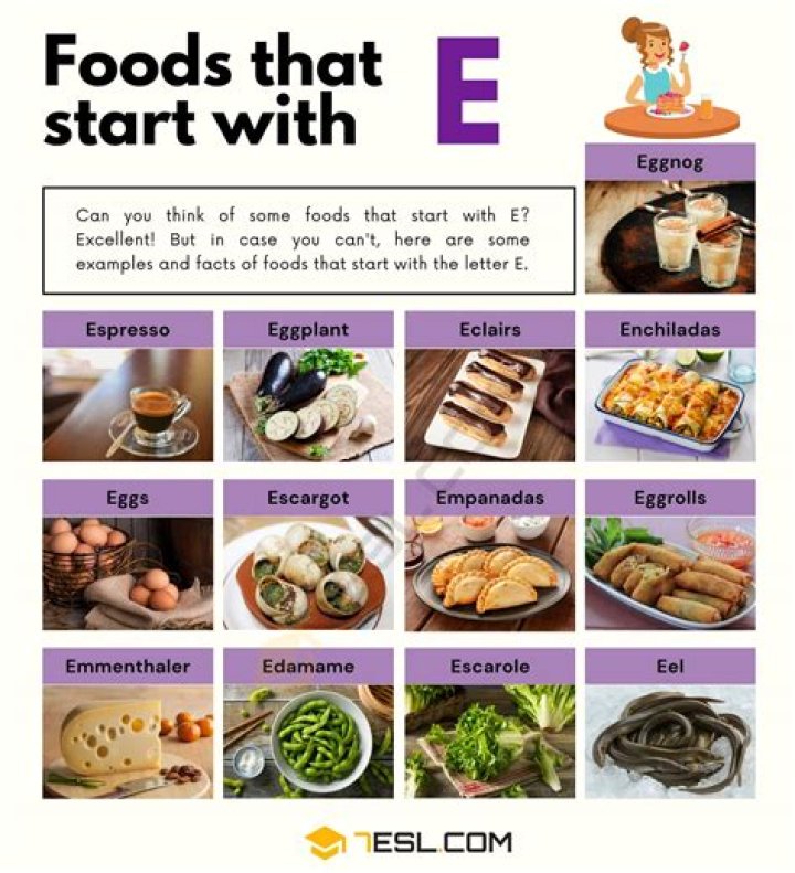 What is a food that starts with the letter E?