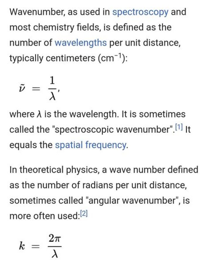 What is a wavenumber in physics?