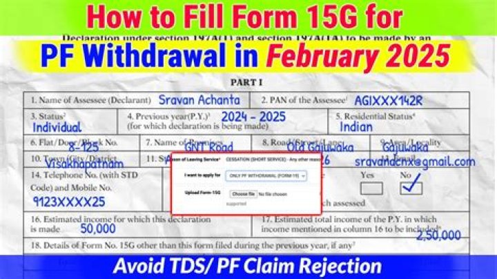 What is the purpose of Form 15g in PF withdrawal?