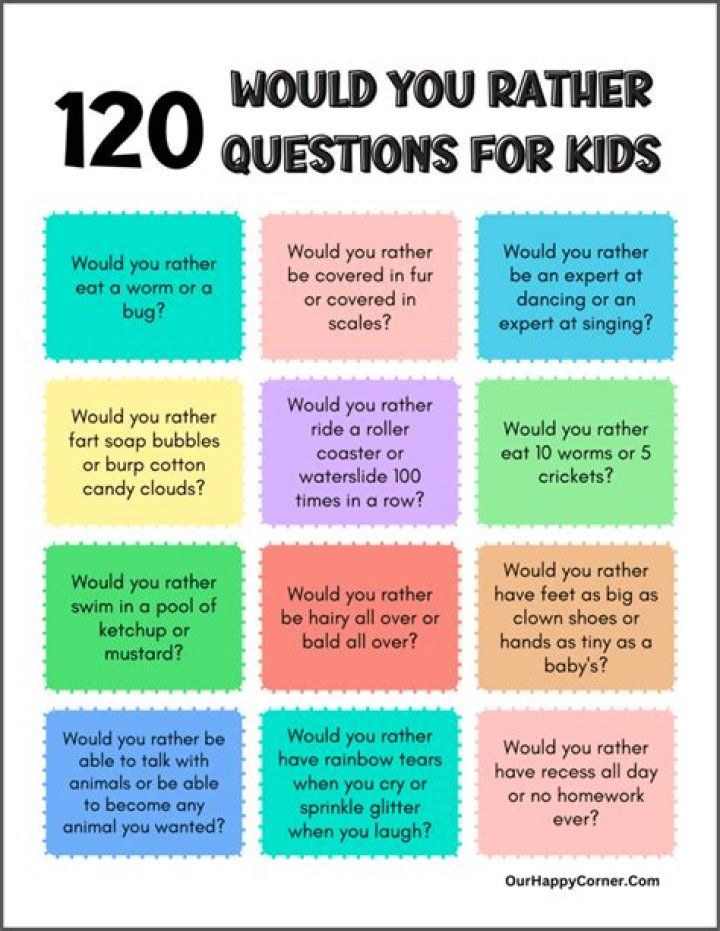 What would you rather questions for kids?