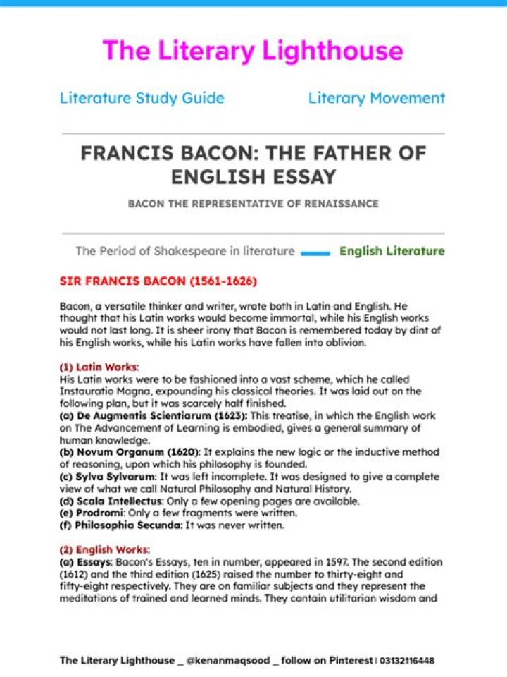 Why did Francis Bacon use his essay?