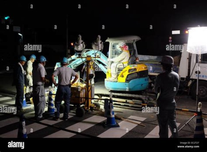 Why do construction workers work at night?
